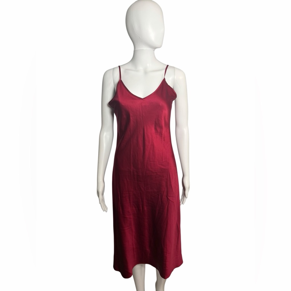Lily Deep Red Satin Chemise Nightgown M